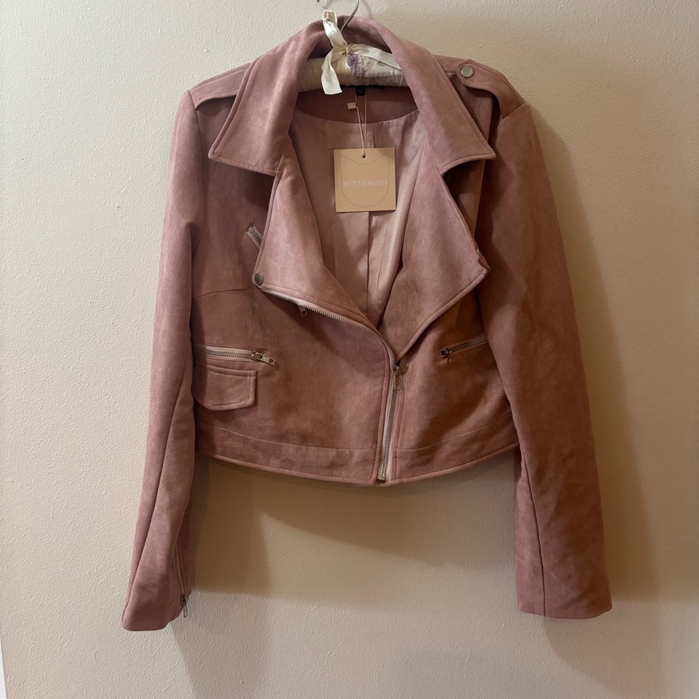 Kittenish Blush Faux Suede Like Jacket-NWT